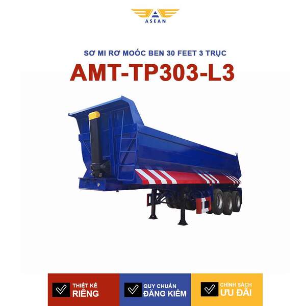 Sơ mi rơ moóc ben 30 feet 3 trục – nâng hạ trục 2 – AMT-TP303-L3