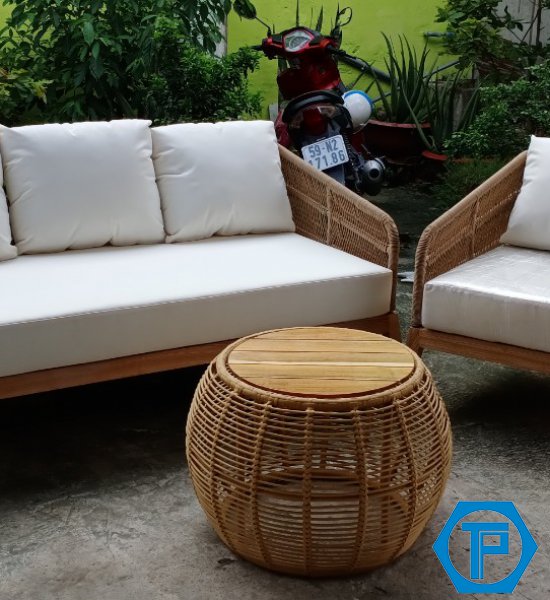 Sofa mây nhựa ngoài trời