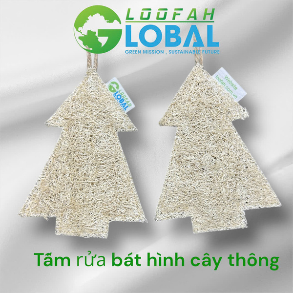 Tấm rửa chén xơ mướp hình cây thông