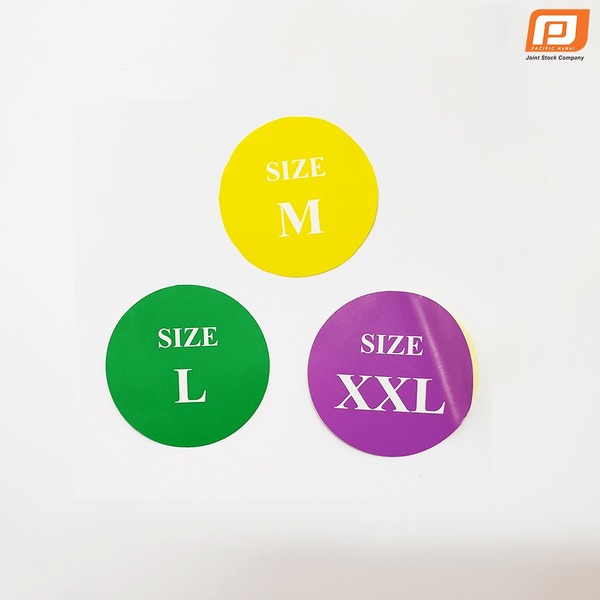 Tem dán size nhiều màu