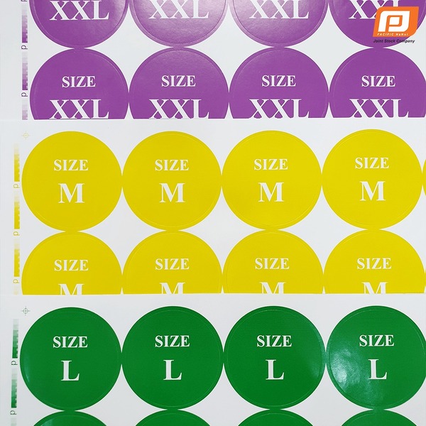 Tem dán size nhiều màu