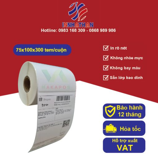Tem Decal nhiệt 75x100mm