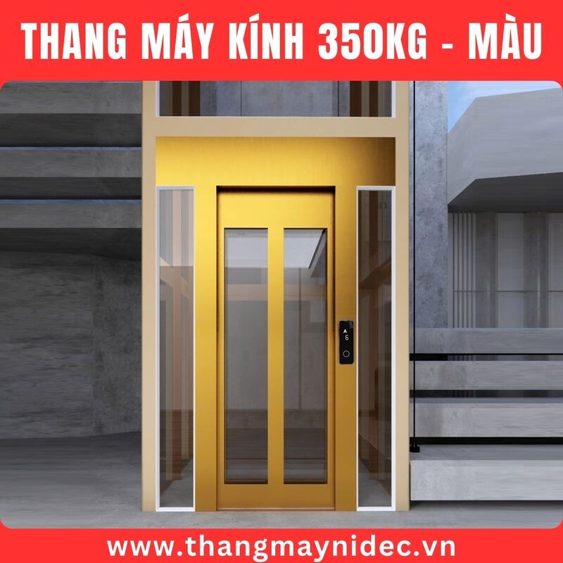 Thang máy kính 350kg màu