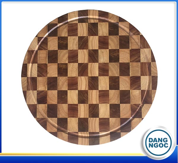 Thớt gỗ ghép tròn caro 40x4cm