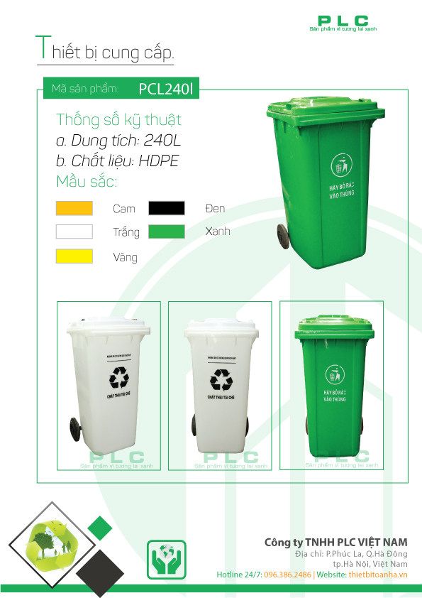 Thùng rác nhựa 120L - 240L
