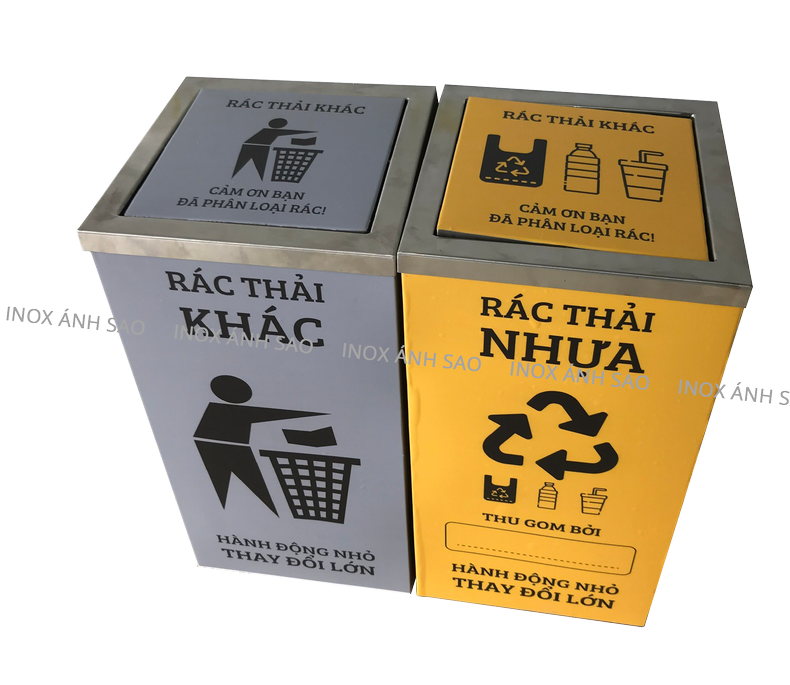 Thùng rác inox phân loại rác