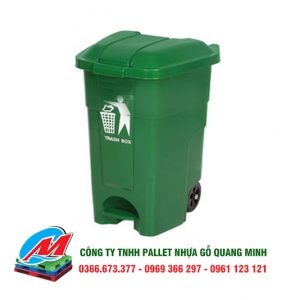 Thùng rác nhựa 70 lít có bánh xe đạp chân