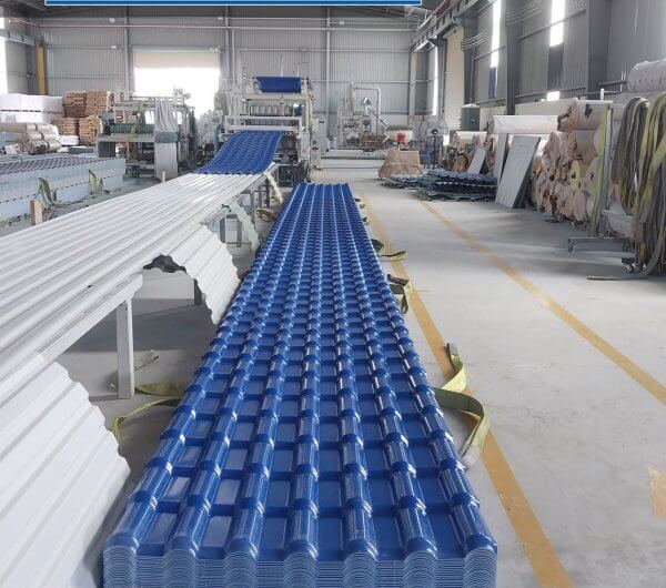 Tôn nhựa ASA/PVC 7 sóng xanh dương