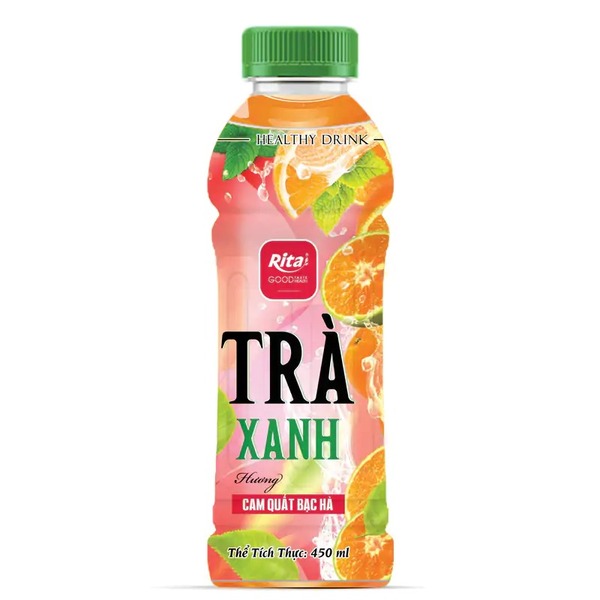 Trà xanh hương cam quất bạc hà đóng chai 450ml