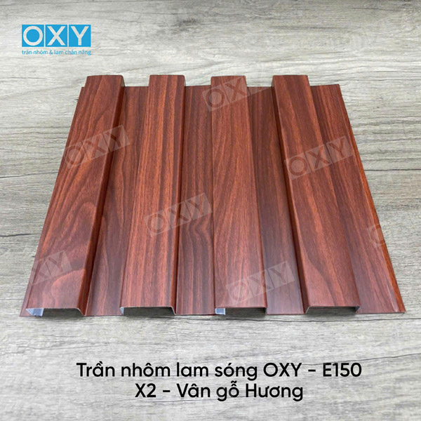 Trần nhôm lam sóng OXY - E150 - Vân gỗ hương x2