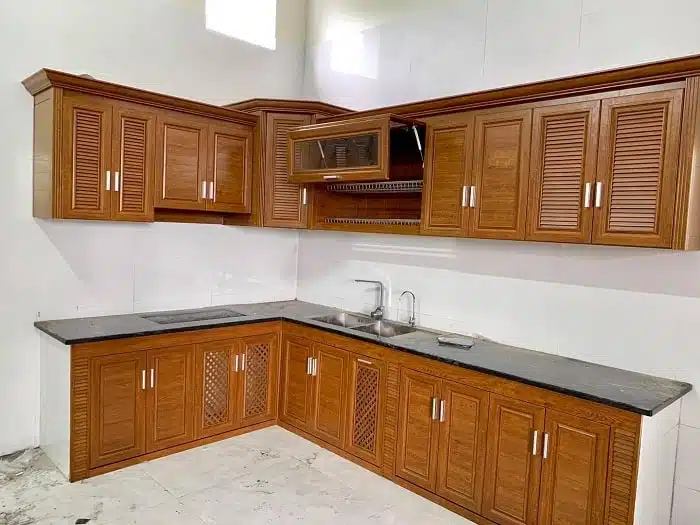 Tủ bếp nhôm kính