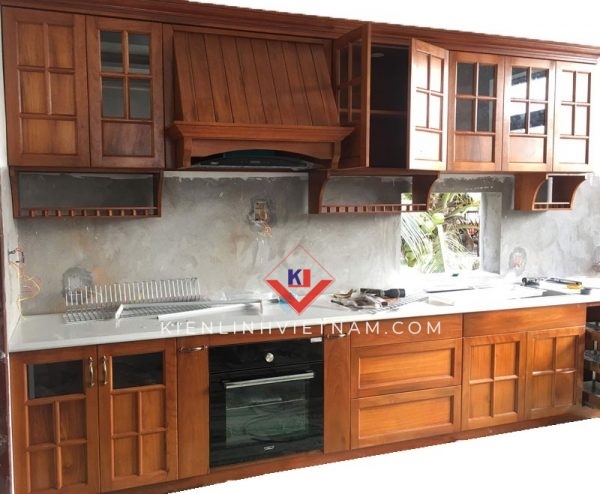 Tủ bếp gỗ gõ đỏ