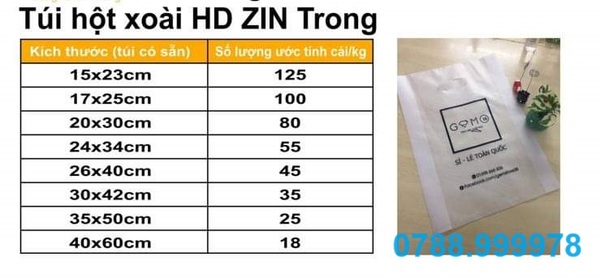 Túi hột xoài HD Zin trong