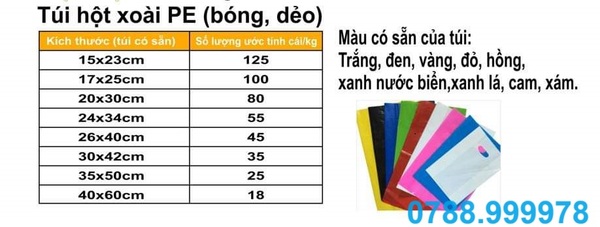 Túi hột xoài PE (bóng, dẻo)