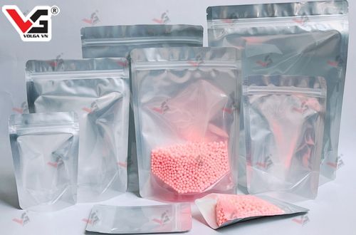 Túi zipper bạc 1 mặt trong