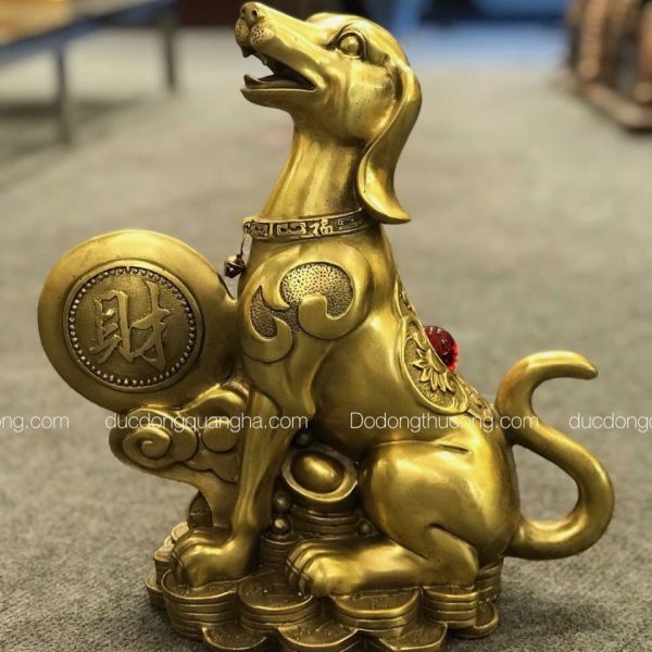 Tượng chó chữ lộc đồng vàng