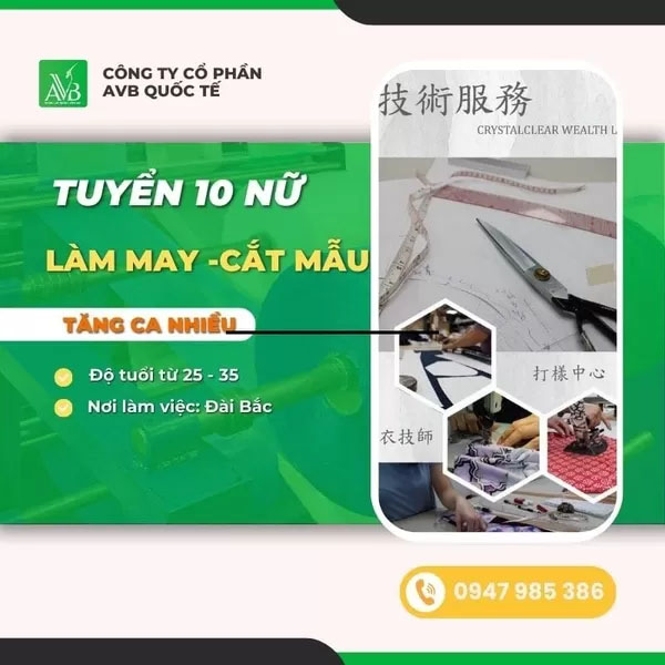 Tuyển nữ làm may - cắt mẫu