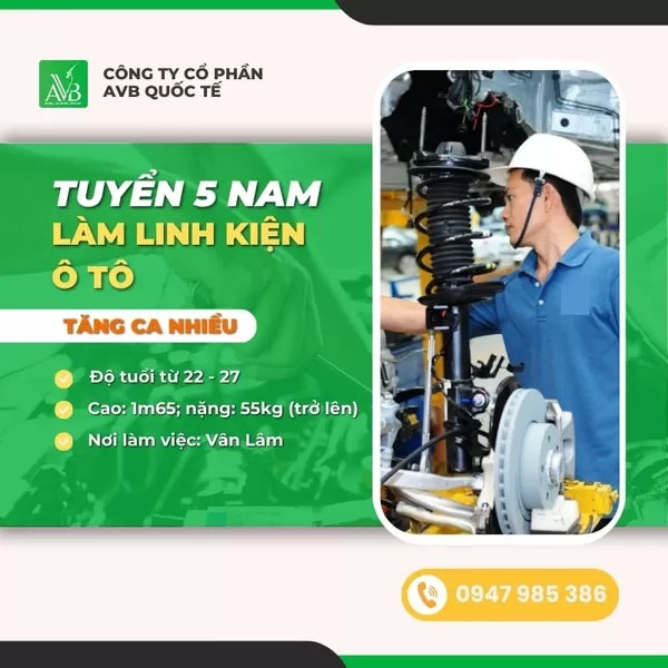 Tuyển nam làm linh kiện ô tô