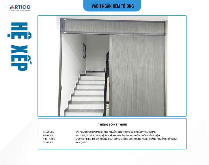 Vách ngăn rèm tổ ong Artico