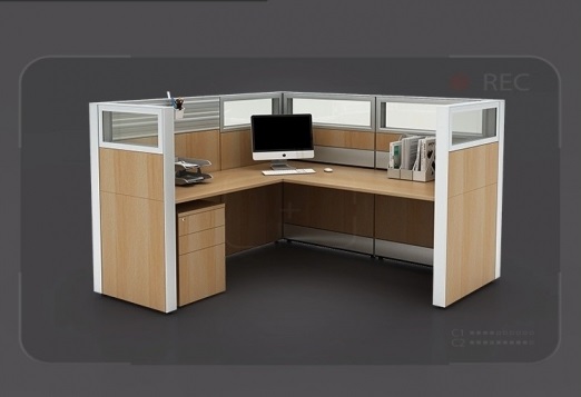 Vách ngăn làm việc gỗ kính 1 nhân viên