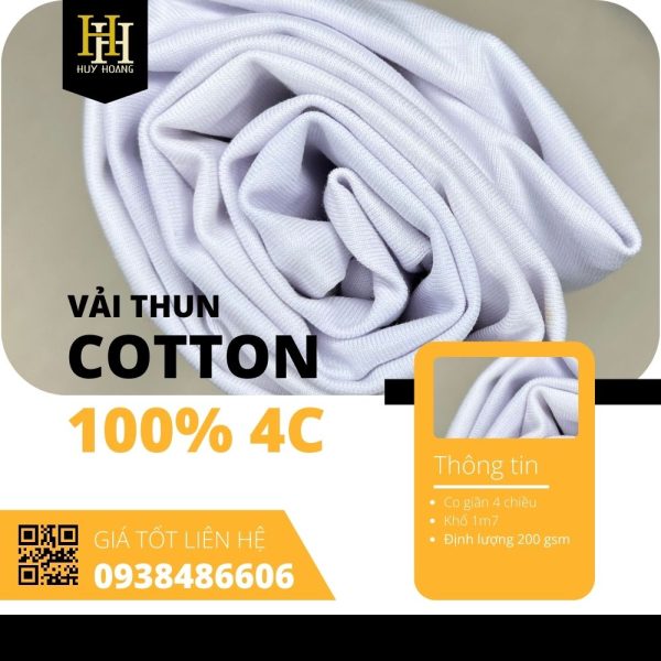 Vải Cotton 100% 4C 1m7-3m