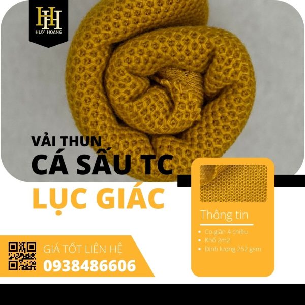 Vải cá sấu TC lục giác 1m9-2m2
