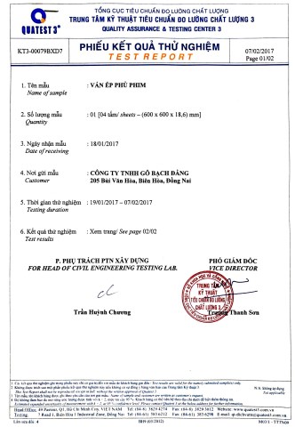 Chứng nhận ván ép phủ phim