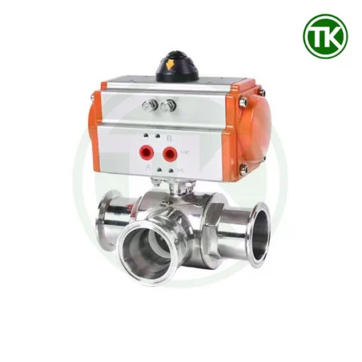 Van 3 ngã inox vi sinh khí nén nối clamp