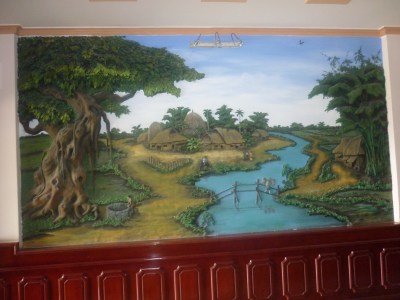 Vẽ tranh tường phòng khách