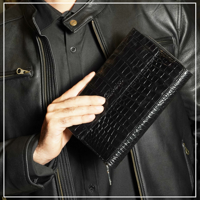 Ví Clutch da cá sấu 2 mặt Leather Clutch Crocodile S2022