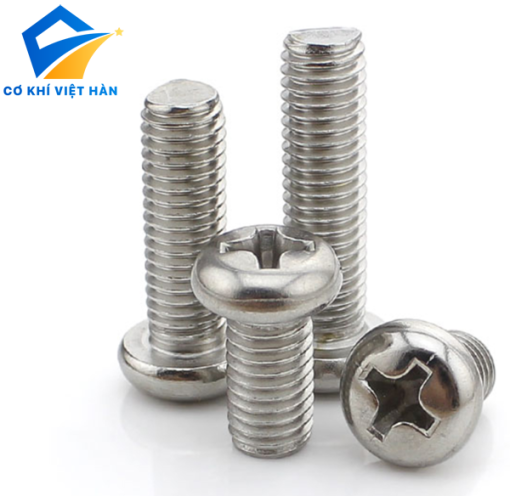 Vít inox Pake đầu tròn thân bulong Din 7985