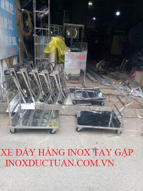 Xe đẩy hàng inox tay gập các loại