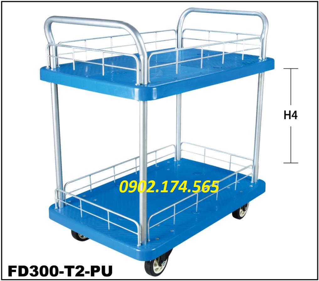 Xe đẩy hàng sàn nhựa 2 tầng FD300-T2