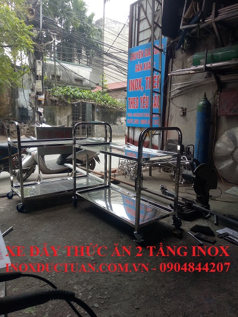 Xe đẩy thức ăn 2 tầng inox