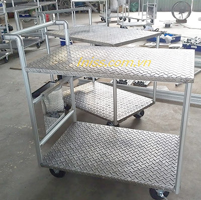 Xe đẩy hàng 2 tầng khung nhôm