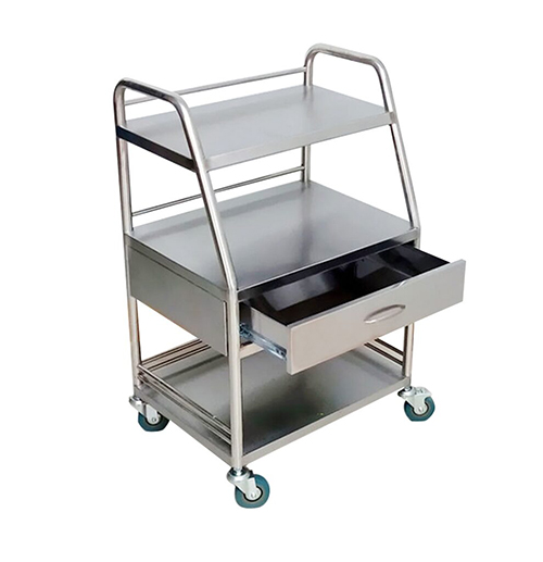 Xe đẩy inox y tế 3 tầng 1 khay