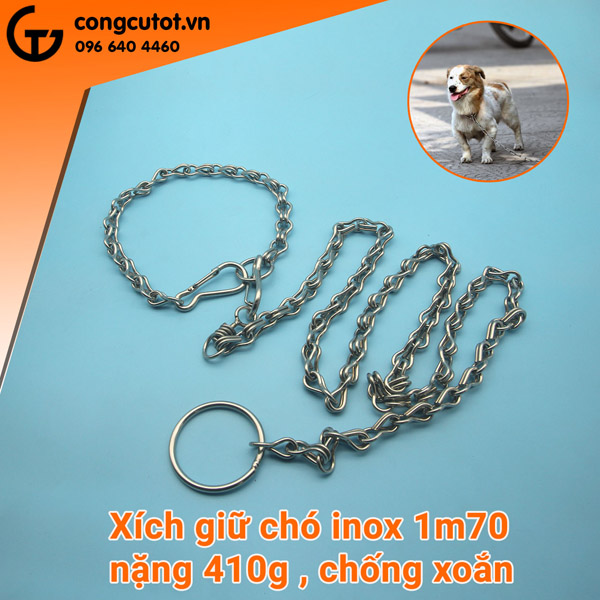 Xích giữ chó inox chống xoắn 1m70 410g