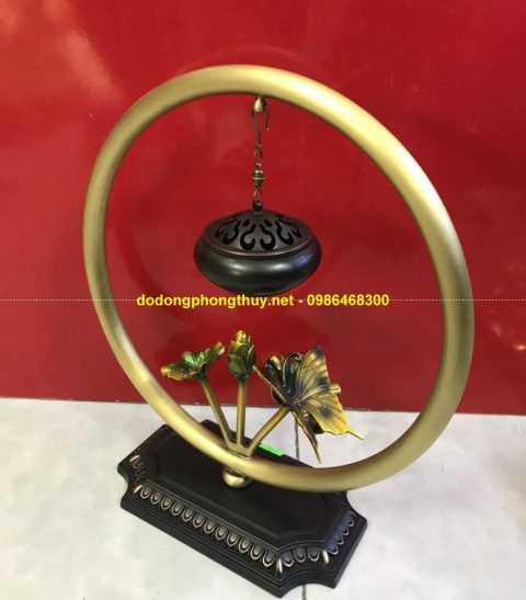 Xông trầm treo bằng đồng vàng 90%