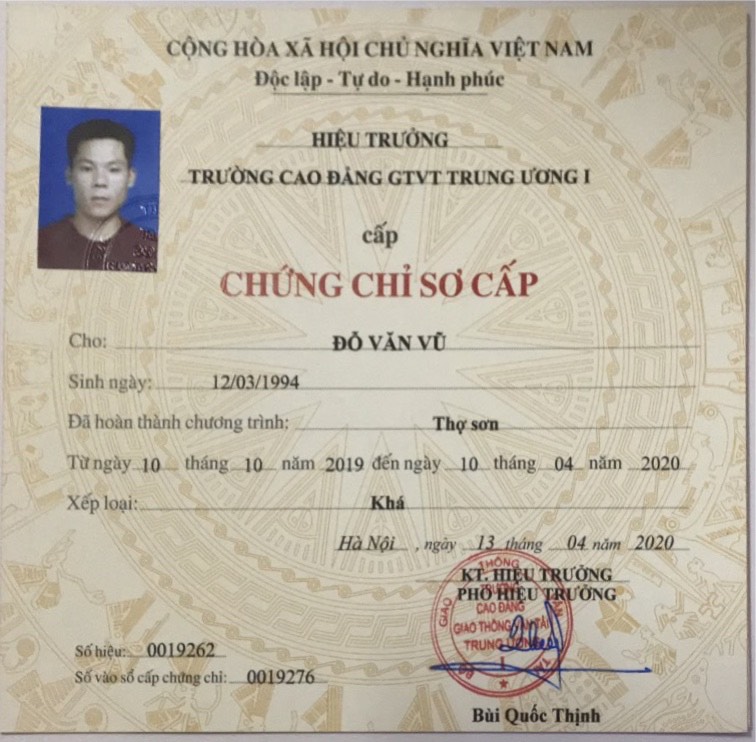 Chứng nhận thợ sơn