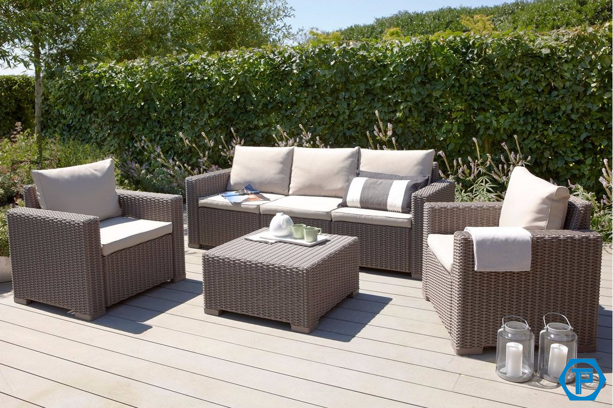 Sofa mây nhựa ngoài trời