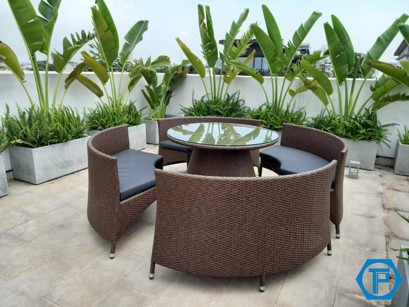 Sofa mây nhựa ngoài trời