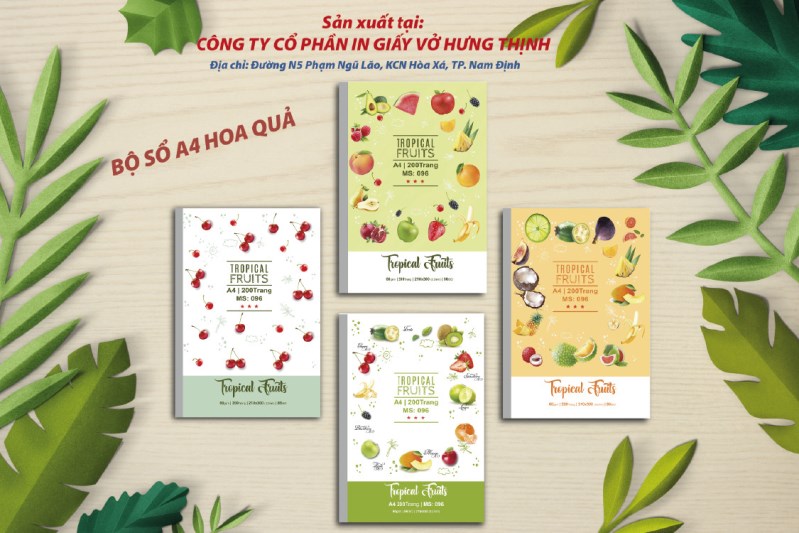Bộ sổ A4 hoa quả