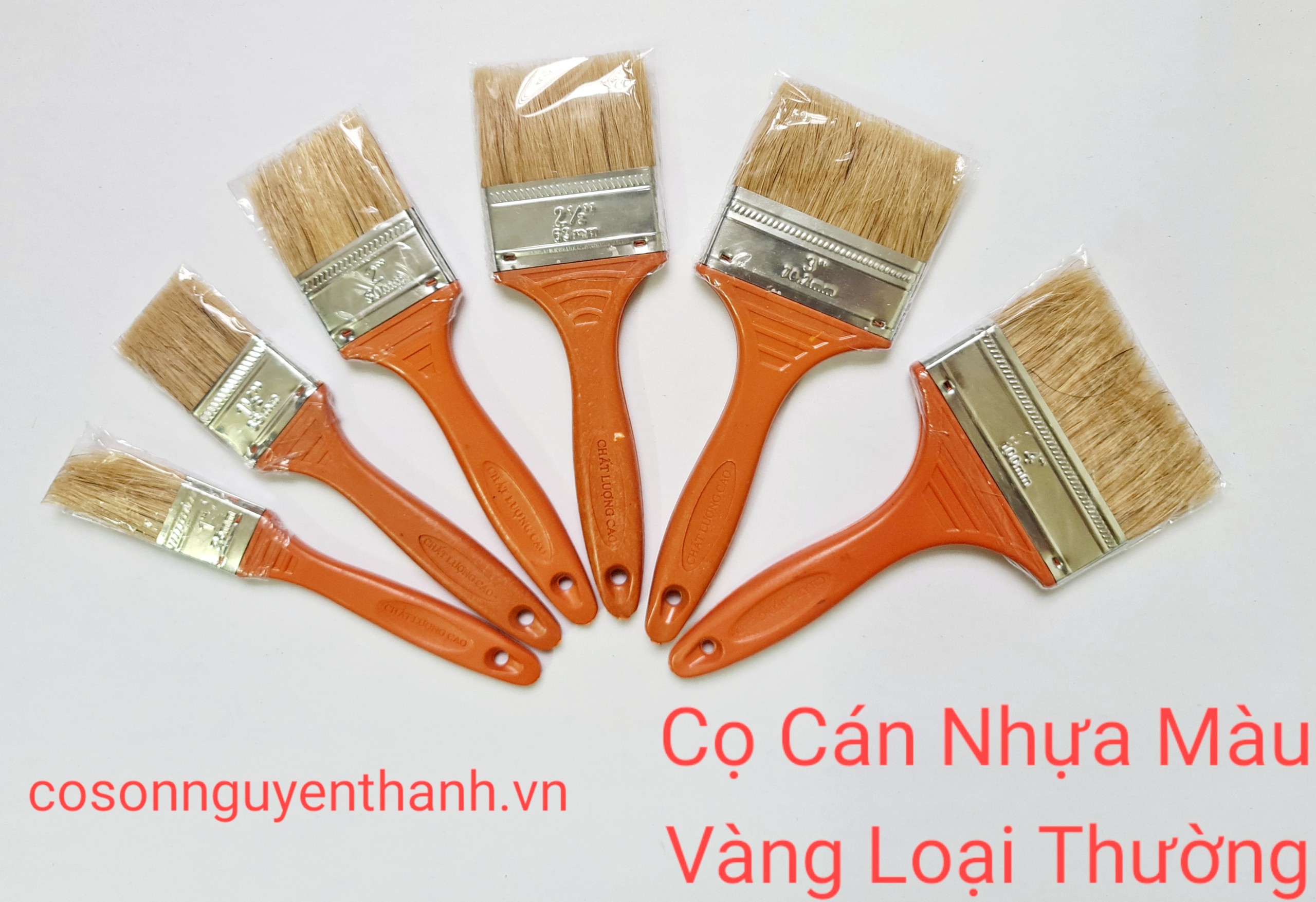 Cọ cán nhựa màu vàng loại thường