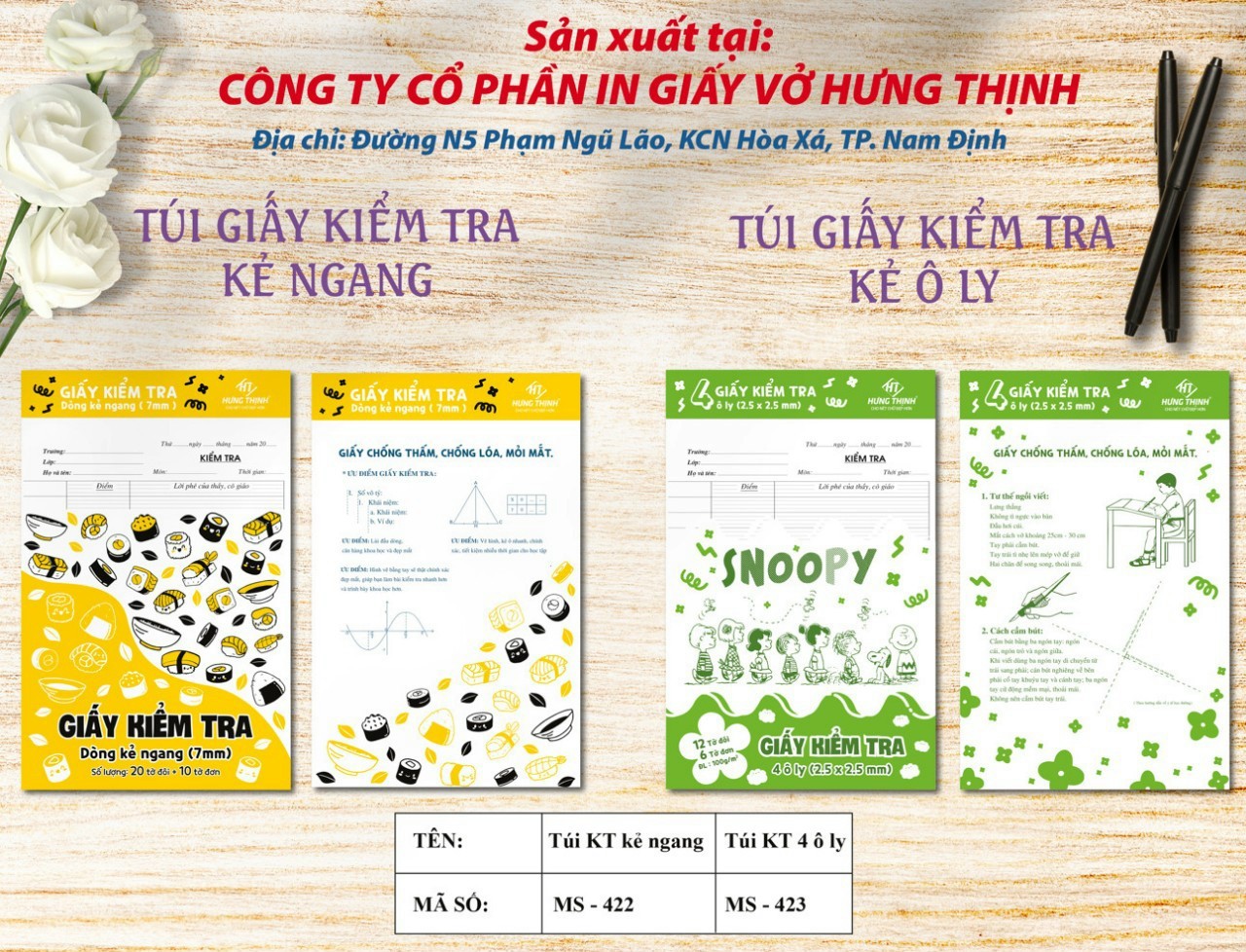 Túi giấy kiểm tra kẻ ngang
