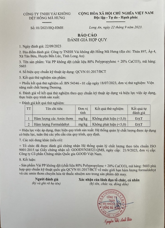 Báo cáo đánh giá hợp quy